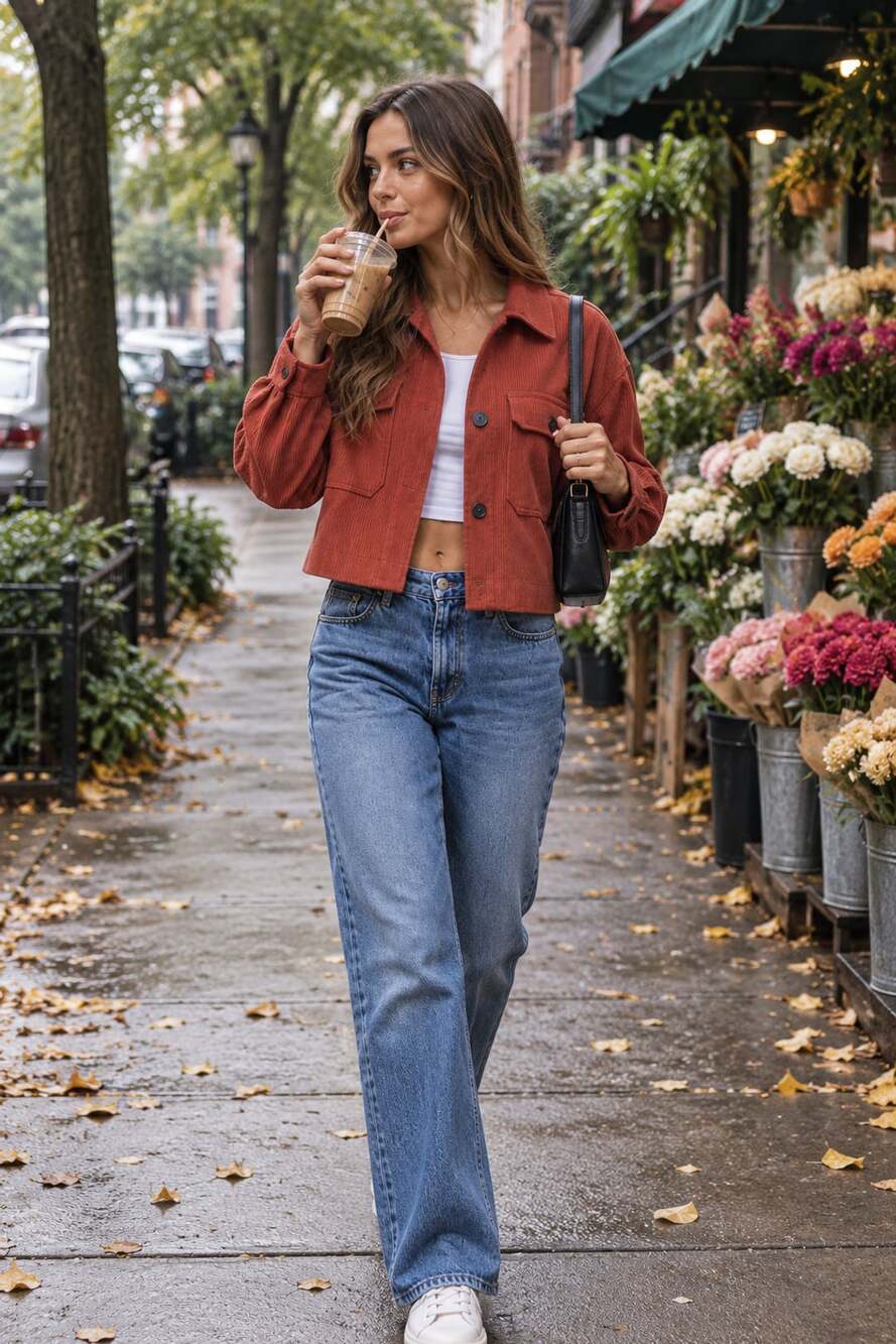 Avec Les Filles Corduroy Shacket Rust Orange XL Fall Festival